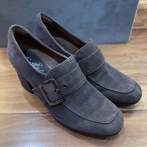 Womenβs Earthlies By Earth Suede Block Heel Shoes - Gray Size 7.5